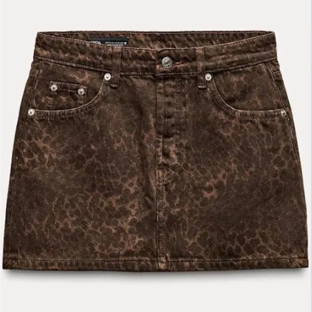 Cheetah Denim Skirt